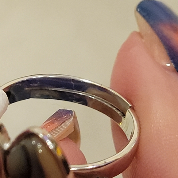 STERLING SILVER STAMPED 925 ABALONE BUTTERFLY RING - Picture 6 of 7